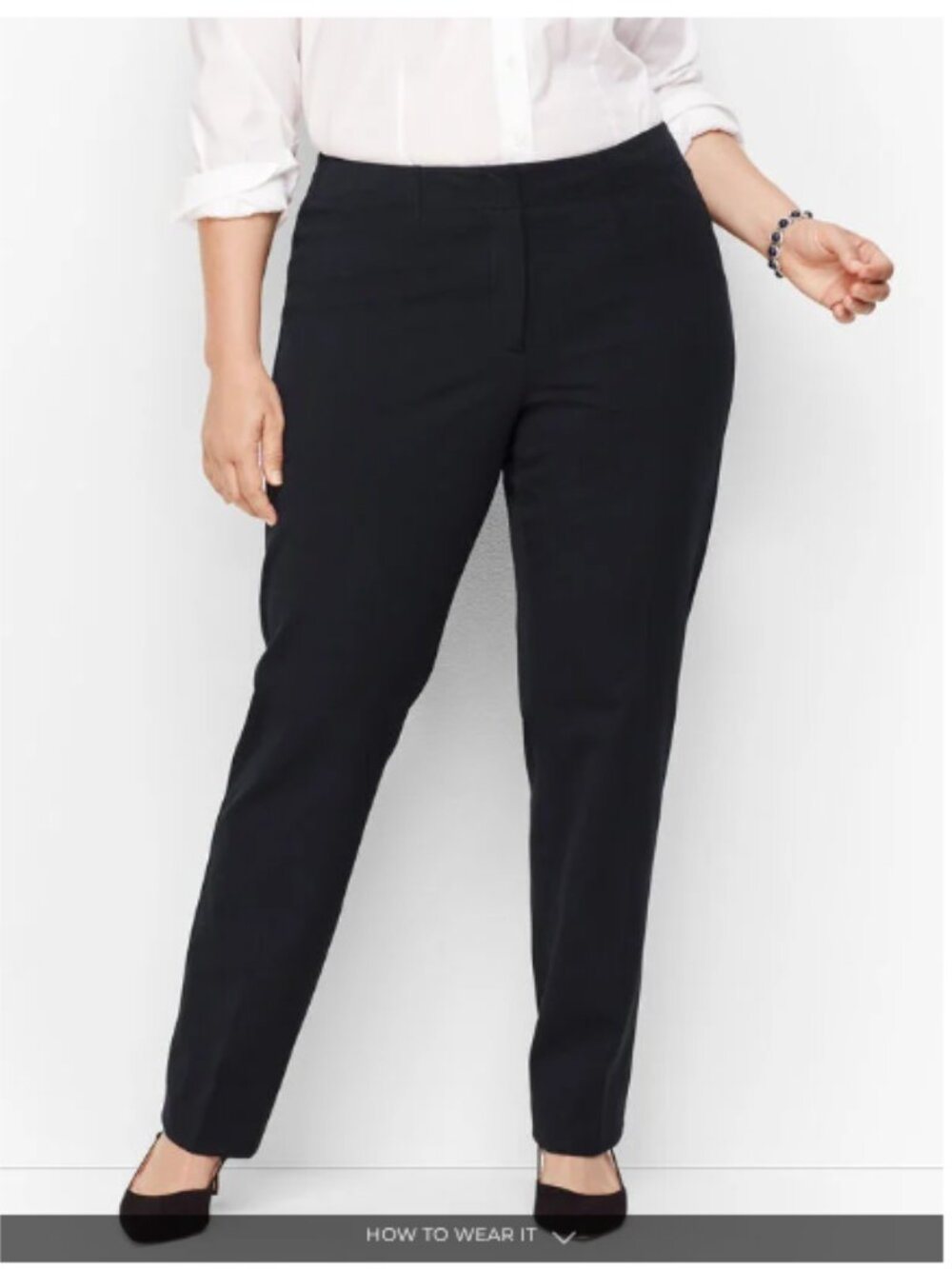 TALBOTS SIZZE 14W BLACK REFINED BI-STRETCH TAILORED STRAIGHT LEG PANTS